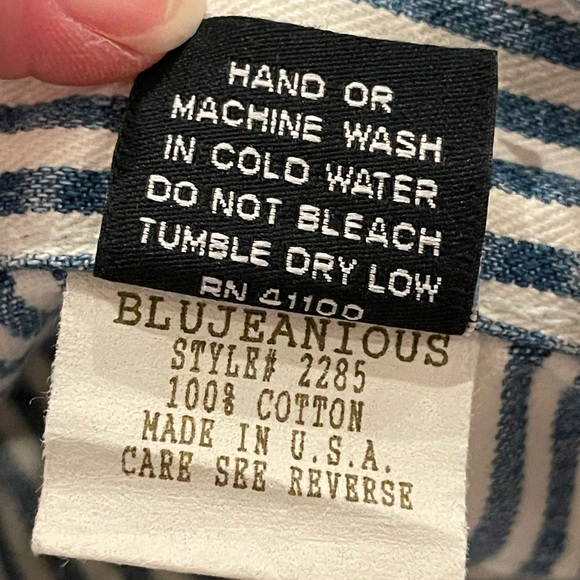 Blu Jeanious blue and white striped flare jeans pants size 25 GUC - Picture 9 of 10